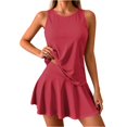 thumbnail image 2 of Womens Skirted Tankini Bathing Suit 2 Piece Swimwear with Sleeveless Tank Top and Flared Swim Skirt Modest Tummy Control Swimwear, 2XL, 2 of 6