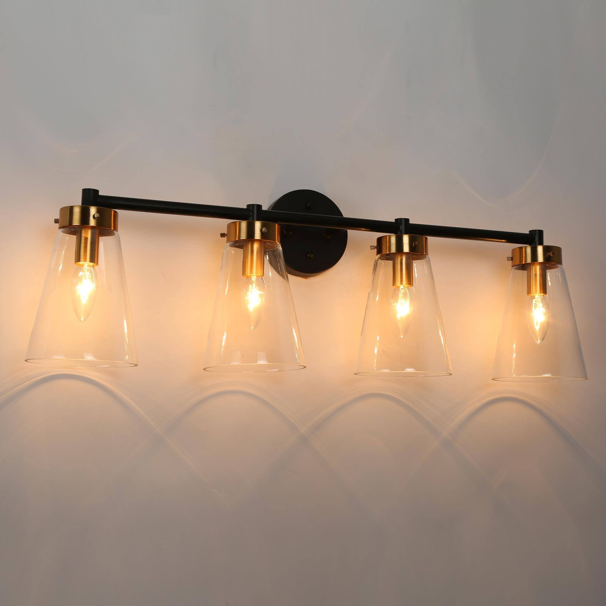 LNC Deferoiry 30-in 4-Light Matte Black LED Modern/Contemporary Vanity Light