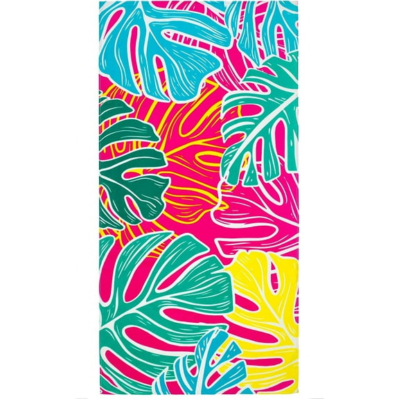 Tropical Leaves Beach Towel 30 x 52 inch 100% Cotton