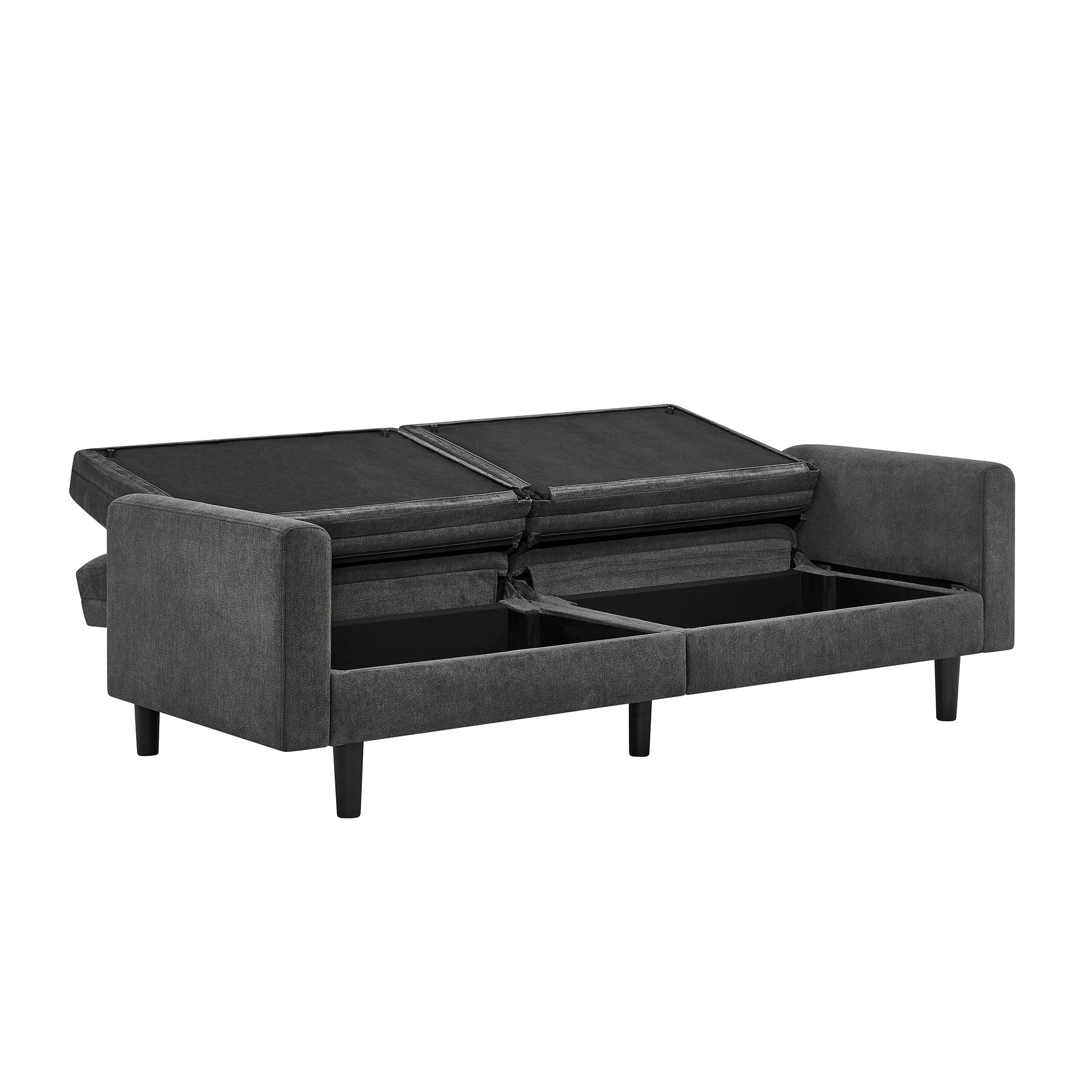 Mainstays Storage Futon with Underseat Storage, Charcoal Fabric
