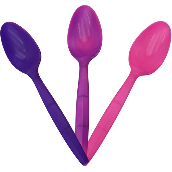 100 Assorted Pink-to-Purple Color Changing Spoons That Change Colors When Cold, Ice Cream