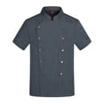 thumbnail image 2 of WEAIXIMIUNG Veste de Chef de Pâques Unisexe Vêtements de Chef Hôtel à Manches Longues avec Boutons Rouges Contrastants Veste de Chef pour Hommes et Femmes, 2 of 3