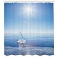 thumbnail image 3 of Ambesonne Winter Shower Curtain, Icy Boat Sunny Weather, 69"Wx75"L, Blue White, 3 of 3
