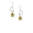 thumbnail image 2 of Delight Jewelry Goldtone Capital Letter - P - Pebble Disc - Open Heart French Earrings, 2 of 4