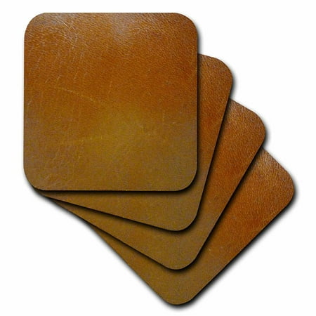 3dRose Aged Tan Leather Like, Soft Coasters, set of 8
