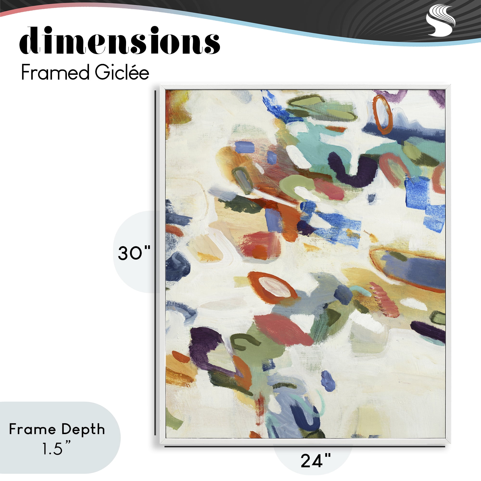 Stupell Industries Multihued Expressive Abstract White Framed Giclee Art, design by Lisa Ridgers