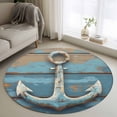 thumbnail image 2 of Area Rug 36in, Vintage Nautical Anchor on Wood Grain Floor Carpet Living Room Rug, Marine Scenery Non-Slip Welcome Mat Indoor Rugs for Bedroom Dining Room, 2 of 9