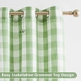 thumbnail image 5 of Flowpartex Buffalo Check Semi Sheer Curtain Panels Green and White Plaid Textured Curtains Drapery, Farmhouse Grommet Window Drapes for Living Room Bedroom, 40"Wx63"L 2 Pieces, 5 of 6