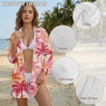 thumbnail image 6 of Xoenoiee Palm Tree Plumeria Flower Print Summer Dresses for Women 2026 Button Down Swimsuit Coverup Long Sleeve Tshirt Dresses Casual Mini Beach Dress Vacation Outfit, M, 6 of 7