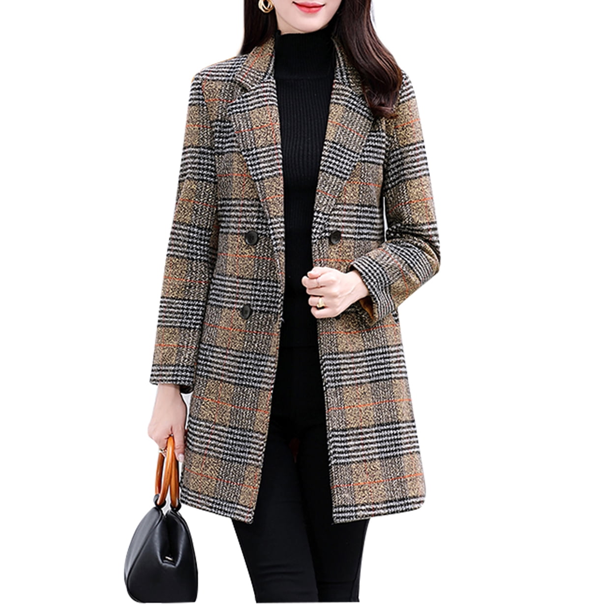 Women's Coat Jacket Double Breasted Overcoat Coat Winter Outerwear ...