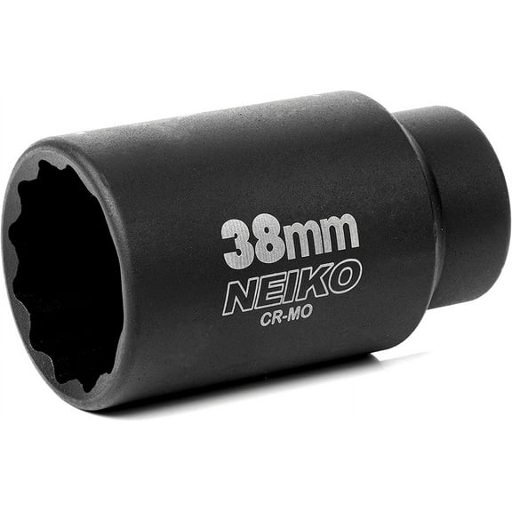 NEIKO 02528A 38mm Socket | 1/2” Drive Deep Impact Socket | Spindle & Axle Nut Socket | 12 Point |Chrome Molybdenum Cr-Mo |Deep Well Hub | Triple Square | Axle Shaft Nut Remover