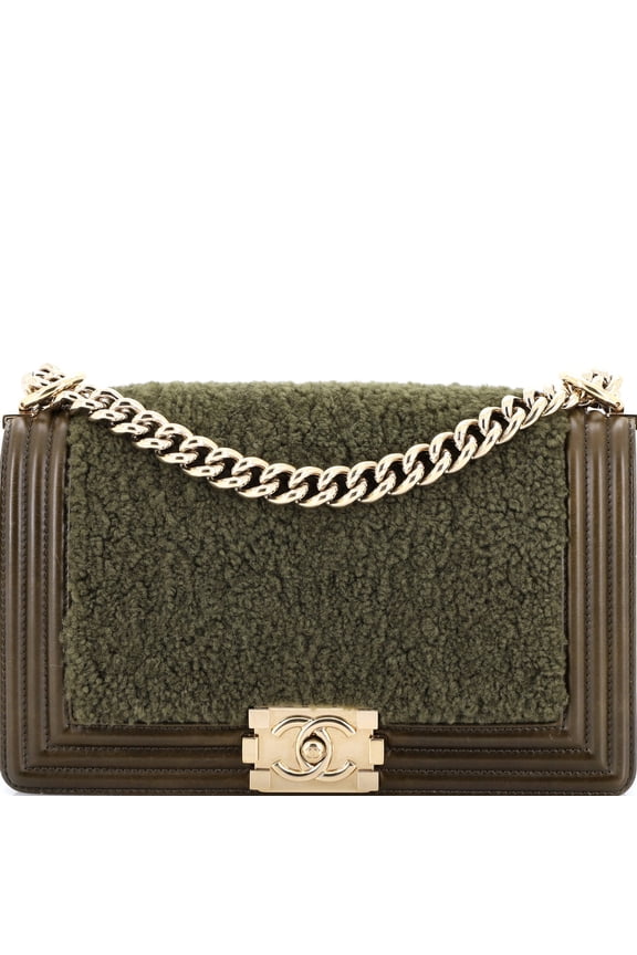 Pre-Owned Boy Flap Bag Shearling with Leather Old Medium By Rebag