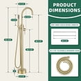 thumbnail image 2 of Free Standing Tub Faucet, High Flow Freestanding Bathtub Faucet with Handheld Shower & Gooseneck Spout, 360°Swivel Tub Filler, Brass Body, Brushed Gold, 2 of 9
