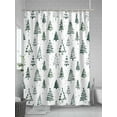 thumbnail image 5 of Christmas Tree Extra Long Shower Curtain Set, Waterproof Shower Curtains for Bathroom, Xmas Green Cartoon Tree Snowflakes Farmhouse Washable Fabric Bath Curtain for Bathtub with Hooks 72x96 Inches, 5 of 6