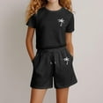 thumbnail image 2 of Toddler Girls Outfit Sets Summer Coconut Tree Printing Round Neck T-Shirt And Shorts Set Kids Girls Comfort Playwear School Outdoor Activities Outfit Sets，2 Piece，3 -4 Years, 2 of 7