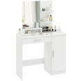 thumbnail image 1 of HOMCOM Vanity Table, Makeup Table with Mirror and Storage Shelves, White, 1 of 10