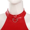 thumbnail image 7 of Alvivi Women's Glossy PVC Leather Halter Neck Sleeveless O Neck Vest Crop Top Streetwear Tops Red 4XL, 7 of 7