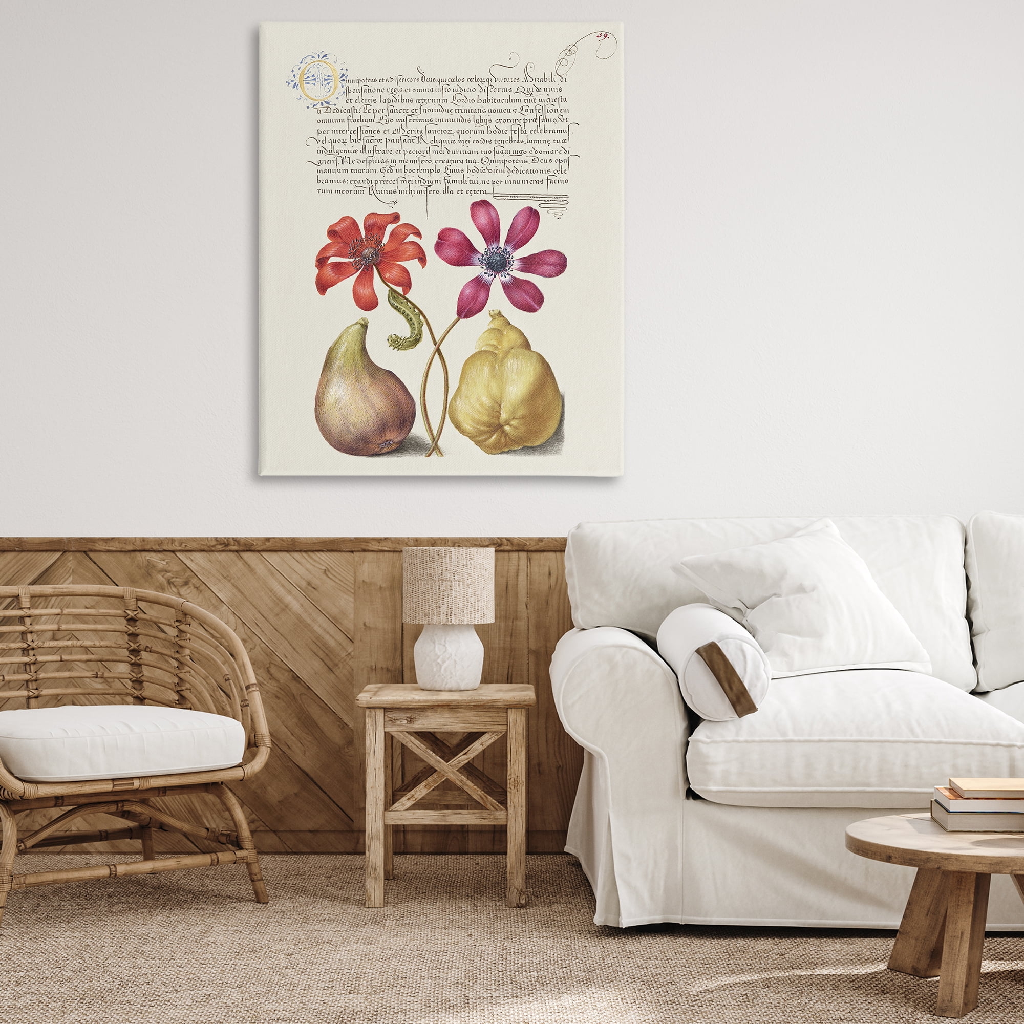 Stupell Industries Vintage Nature Page Text & Numbers Painting Wrapped Canvas Art Print Wall Art, 36 x 48