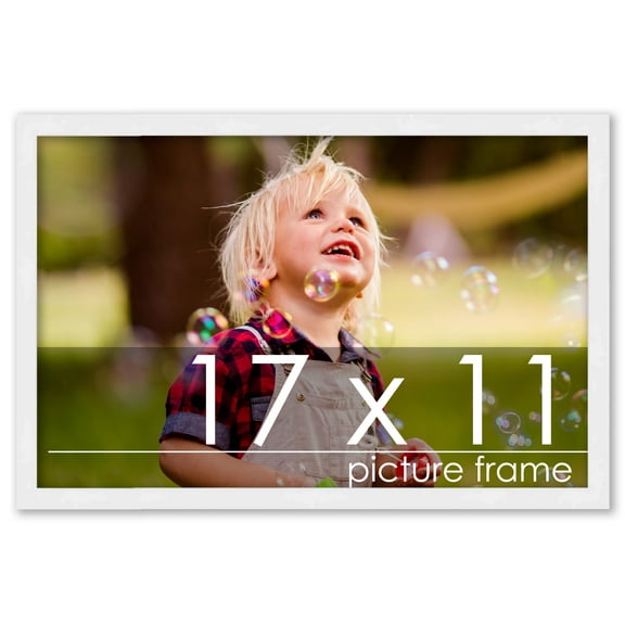 17x11 White Wood Picture Frame - UV Acrylic, Foam Board Backing, Hanging Hardware