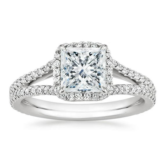Arista 2-5/8 Carat T.W. Square Swarovski Diamond Split Shank Engagement Ring in Sterling Silver