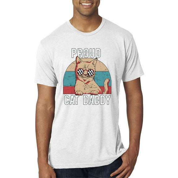 Wild Bobby, Proud Cat Daddy Cat Lover Mens Premium Tri Blend T-Shirt, Heather White, XX-Large