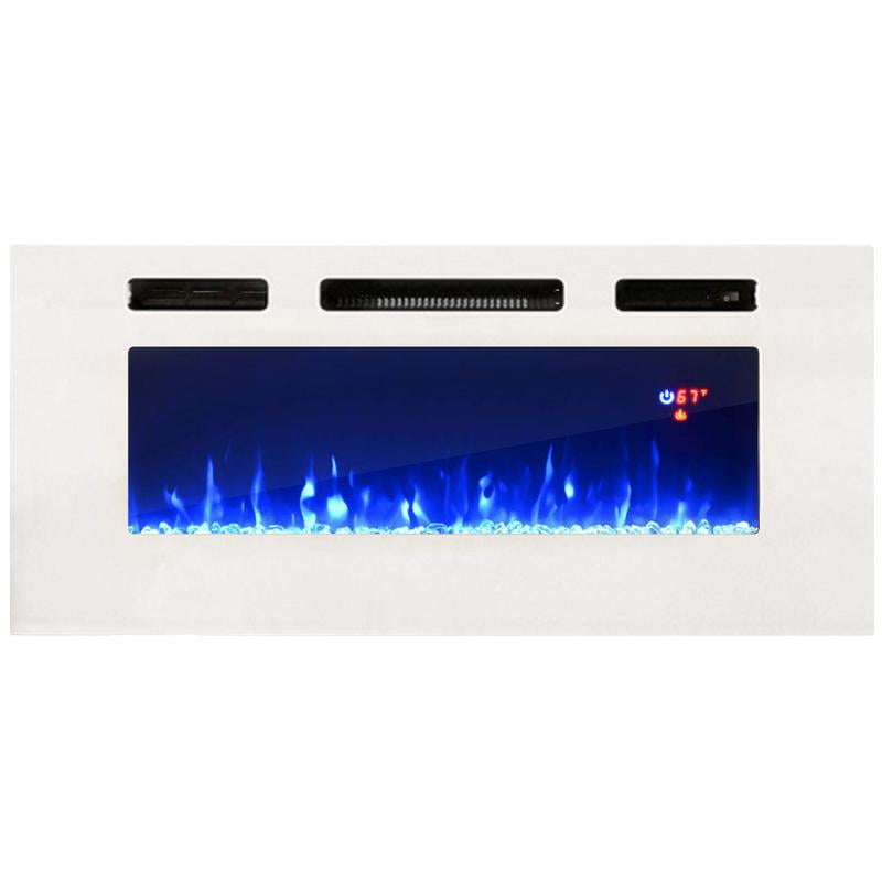 EFire1 40" WHITE Electric Fireplace Recessed Wall Mounted Heater, 1500W