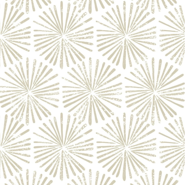 Papel pintado Guvana, 44 x 1000 cm, vinilo geométrico blanco y beige