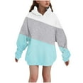 thumbnail image 3 of Ashirexll Oversize Hoodie Hoodies Pullover 3-14 Years Winter Color Blocked Velvet Fashion Casual Comfortable Warm Long Sleeve Hooded Sweatshirt for Kids, 3 of 6