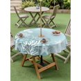 thumbnail image 4 of Outdoor Tablecloth with Umbrella Hole for Patio/Picnic/Party/Camping, Summer Ocean Starfish Waterproof Table Cloth Round Cover Washable, Coastal Coral Beach Conch Teal Green (Dia 60"), 4 of 9