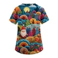 thumbnail image 3 of Garbnen Christmas Scrub Tops Women Print V Neck Short Sleeve Business Casual Tops for Women Winter Fall Xmas Print Nurse Scrubs with Pockets S-5xl, 3 of 4