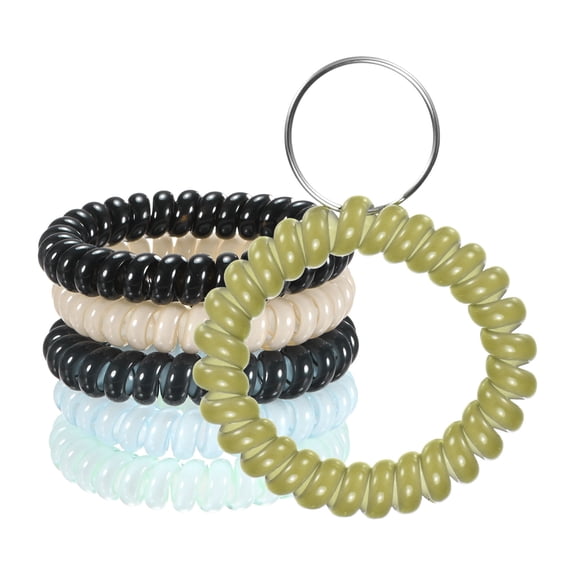 Uxcell 6-Pack Wrist Coil Keychain Wristlet, 2 Inch Plastic Spiral Spring Wristband with Steel Keys Rings [Multicolor]
