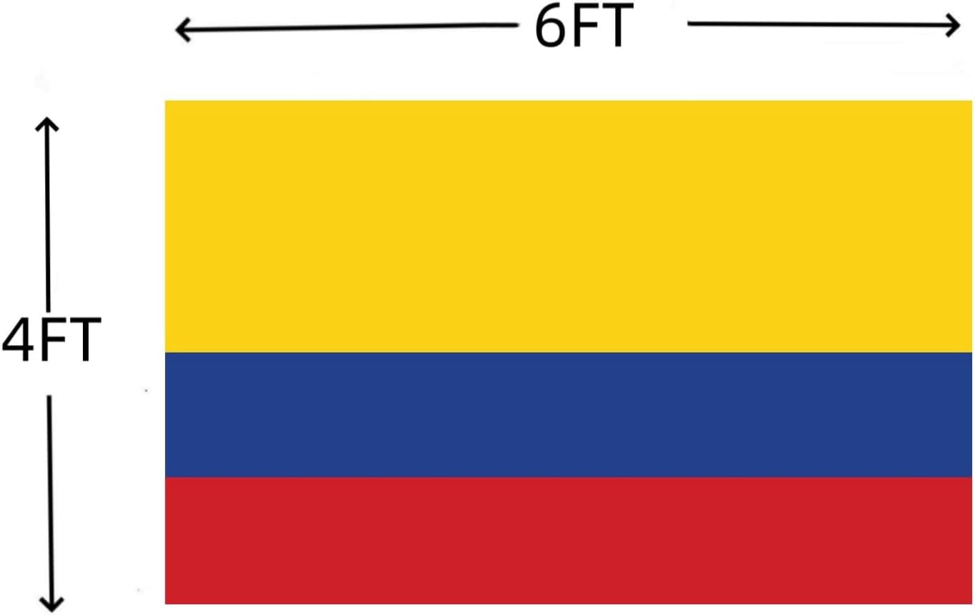 Colombia Flag 4X6FT, Outdoor and Indoor Polyester Flags, Double Stitched Colombian National Flags with Brass Grommets and Stronger Header. (4X6)