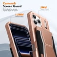 thumbnail image 2 of For iPhone 16 Plus Phone Case,With Contractile Kickstand,Card Slots,Anti-Scratch PU Leather + TPU Hybrid Shockproof Heavy Duty Anti-fall Drop Protection,Tough Rugged Phone Case,Rosegold, 2 of 6