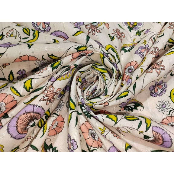 100% Pure Cotton lawn Digital Printed Fabric with Metallic Lurex fabric 54" wide [15881]