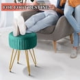 thumbnail image 2 of Hofitle Velvet Storage Ottoman Vanity Stools - Multifunctional Upholstered Pleated Round Footrest with Golden Metal Legs,Removable Coffee Table Top Cover,Suitable for Living Room,Bedroom，Emerald Green, 2 of 10