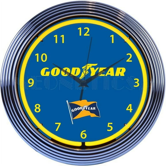 GOODYEAR TIRES YELLOW NEON CLOCK – 8GYYLW