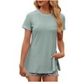 thumbnail image 3 of yillto Women's Summer Tshirts Short Sleeve Crewneck Pullover Blouse Shirts Side Split Tunic Tops, 3 of 4