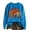 v#100Blue458, variant on Rggeeun Crew Neck Sweatshirts Women Pumpkin Pattern Plus Size Loose Long Sleeve Soft Relaxed Fit for Halloween Training Simple Tops,Blue,L