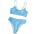 thumbnail image 3 of Swimsuits for Women,Womens Solid Color Bikini Push-Up Pad Swimwear Swimsuit Beachwear Set Sky Blue M(M), 3 of 8