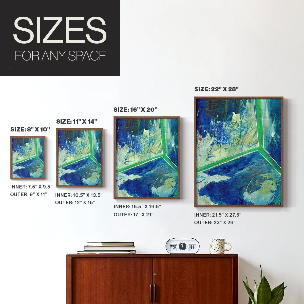 Geometric in Cool VI Framed Print in Brown Solid Wood Framed Print No Nail Hanging