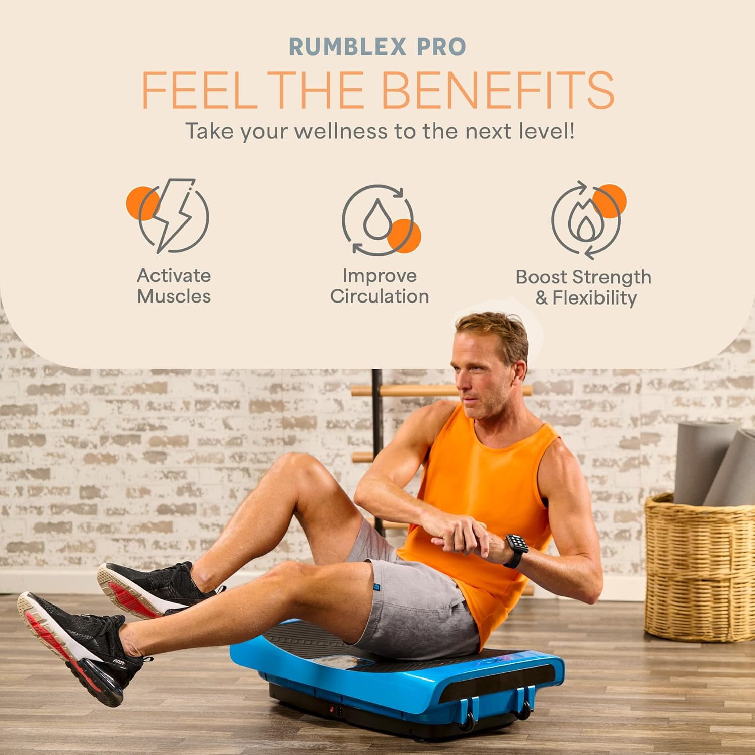 Lifepro Rumblex Pro 4D Vibration Plate Exercise Machine – Full Body Vibrating Plate for Weight Loss, Circulation, Recovery & Home Fitness Training - Blue