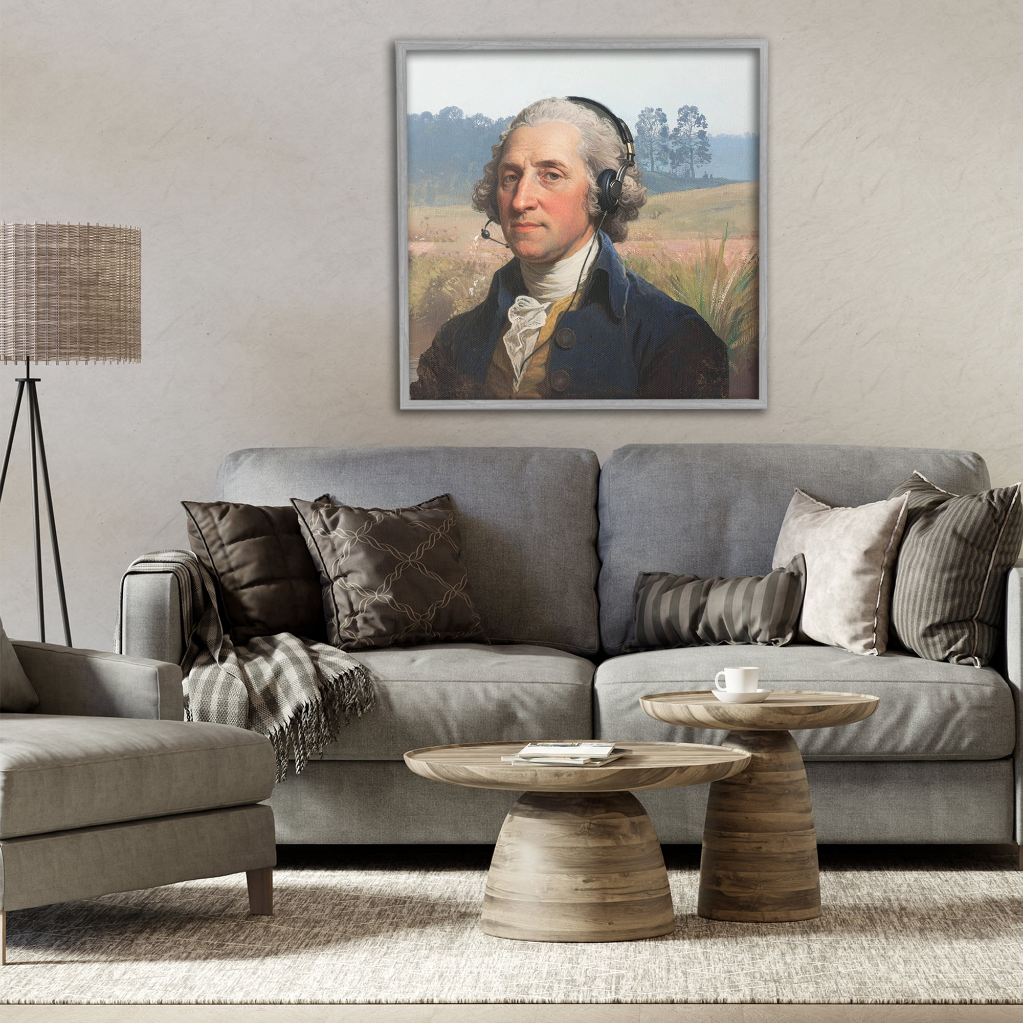 Stupell Industries Classical Gentleman with Headset Gray Framed Giclee Art, design by CAD Designs