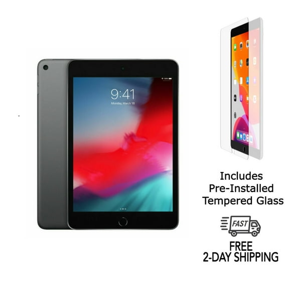 Refurbished Apple iPad Mini 5 A2126 (WiFi + Cellular Unlocked) 64GB Space Gray (Grade A) w/ Pre-Installed Tempered Glass