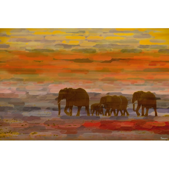 Parvez Taj "Herd Walking" Print on Canvas