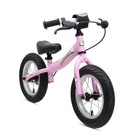 BikeBikestar Original Safety Lightweight Kids First Running Balance Bike with brakes and with air tires for Kids age 3 year old girls 12 Inch Sport Edition Pink