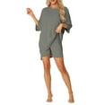 thumbnail image 1 of Conjunto de lounge oversized INSPIRE CHIC para mujeres, sudaderas de entrenamiento, camiseta con pantalones cortos de ciclista, conjuntos S gris, 1 of 6