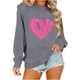 thumbnail image 2 of YueHuiYing Valentine's Day Romantic Pink Heart Print Women's Oversized Crewneck Long Sleeve Hoodless Sweatshirt, 2 of 9