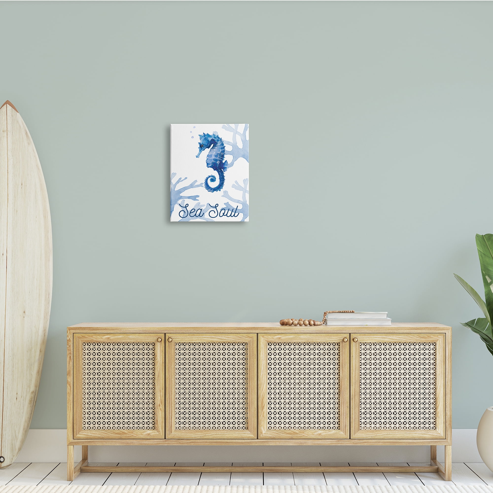 Stupell Industries Sea Soul Sentiment Tranquil Blue Seahorse Ocean Coral, 16 x 20, Design by Lanie Loreth