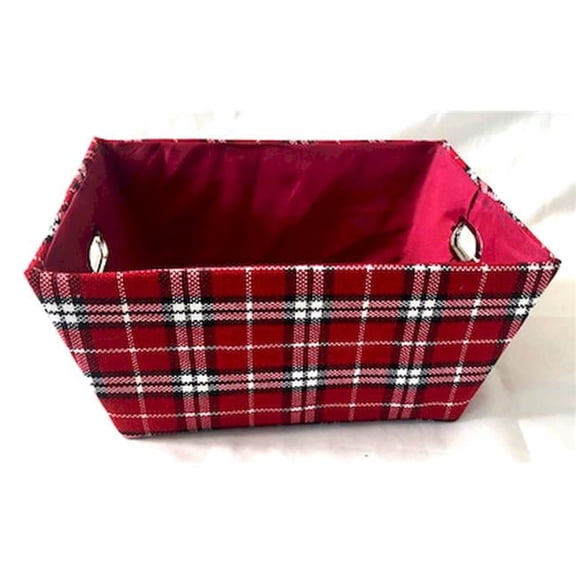 Plaid Pattern with Red Fabric Liner Basket