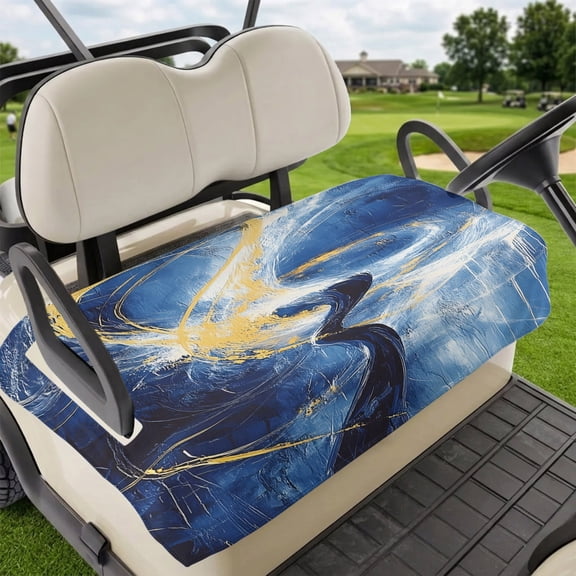 Golf Cart Seat Covers for 2 Seater,Gold Blue Sky Soft Microfiber Cart Seat Towel Blanket,Abstract Vintage Oil Painting Art Absorbent Breathable Non Slip Bench Seats Protector for Golf Course 51"x31"